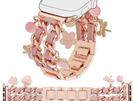 EIDERWOOD Apple Watch (42   44   SE   45   46   49mm) Metal Rem m. Vegansk Læder & Vedhæng - Rose Gold   Lyserød Hot on Sale