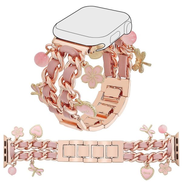 EIDERWOOD Apple Watch (42   44   SE   45   46   49mm) Metal Rem m. Vegansk Læder & Vedhæng - Rose Gold   Lyserød Hot on Sale