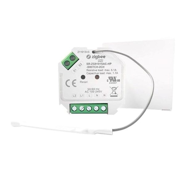 Light Solutions - Mini ZigBee Dobbelt Afbryder - 2 x 390W - Hvid For Discount