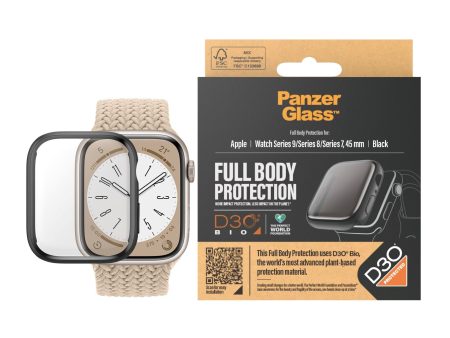 PanzerGlass Apple Watch 9 8 7 (45mm) Full Body D3O Bio Protection Cover + Indbygget Skærmbeskyttelse - Sort Online