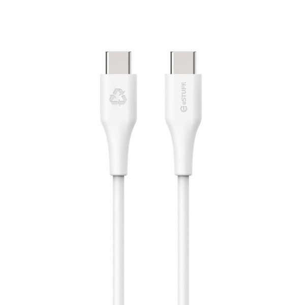 eSTUFF INFINITE USB-C til USB-C Kabel 60W 0,5 m - 100% Genbrugsplastik - Hvid Online Hot Sale