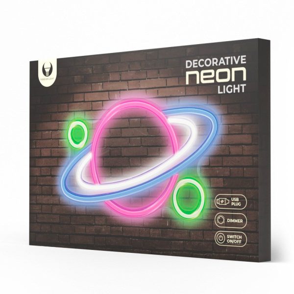 Forever Light LED Neon Skilt - Flerfarvet Lys m. Planet Online