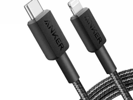 Anker 322 USB-C - Lightning Kabel 60W PD m. Nylon 1.8 Meter - Sort Sale