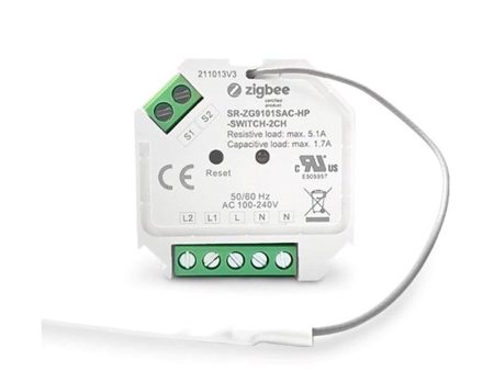 Light Solutions - Mini ZigBee Dobbelt Afbryder - 2 x 390W - Hvid For Discount