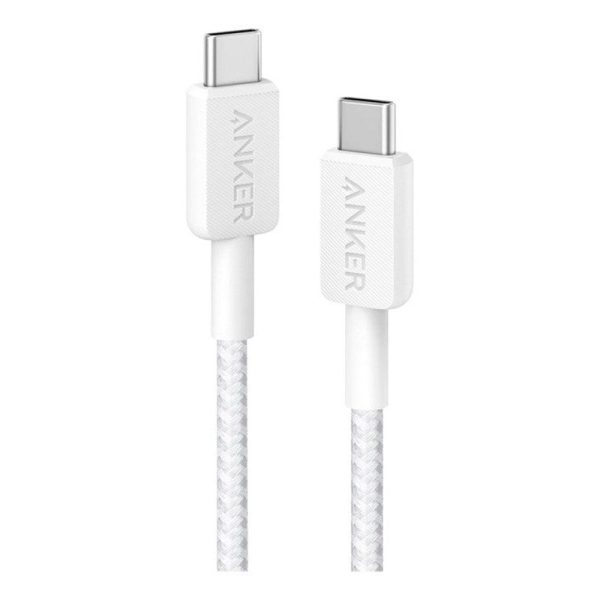 Anker 322 USB-C - USB-C Kabel 60W m. Nylon 90Cm - Hvid Online Hot Sale