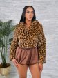 J903-1P - FUR LEOPARD CROPPED W HOODIE JACKET Fashion