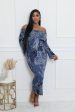 28144P - OFF SHOULDER LS DRESS (4PC) Discount