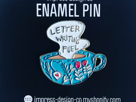 *** CLEARANCE *** Tea - Letter Writing Fuel Enamel Pin on Sale