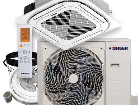 Pioneer® 36,000 BTU 19.2 SEER2 8-Way Slim Cassette Mini-Split Air Conditioner Heat Pump System Full Set 230V For Cheap