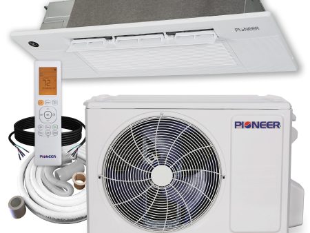 Pioneer® 12,000 BTU 22 SEER2 One-Way Ceiling Cassette Mini-Split Air Conditioner Heat Pump System Full Set 230V Cheap