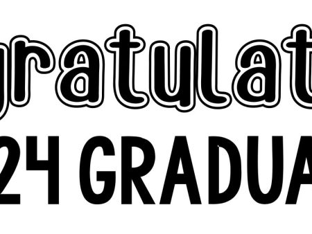 Graduation Banner - Congratulations Graduate with Stars - 2x6 - Black and White Cheap