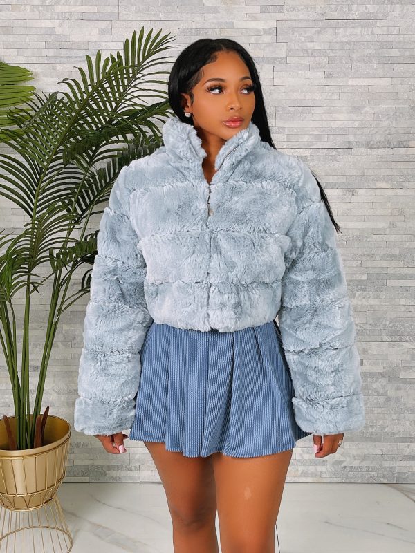 J897P- ALL OVER FUR ZIP UP JACKET For Discount