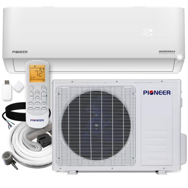 Pioneer® Diamante Ultra 12,000 BTU 23 SEER Wi-Fi Ductless Mini-Split Inverter++ Air Conditioner Heat Pump Full Set with 16 Ft. Kit - 230V Online