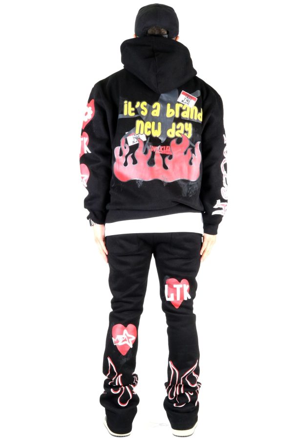 KLP-KF6910-KMP7910-Print & Patch FLC Hoodie & Pants Set Online now