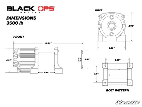 Black Ops 3500 LB. ATV UTV Winch Supply