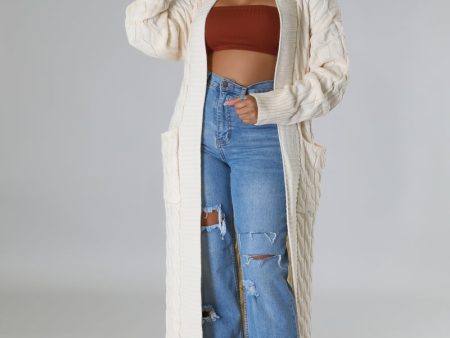 C9618P-Cable Knit Long Cardigan Cheap