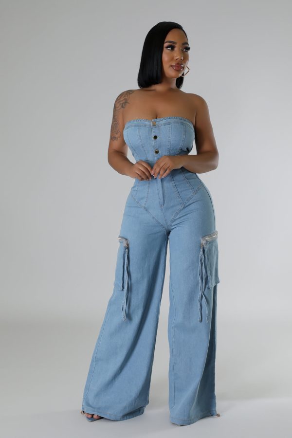 80018P- DENIM TUBE CARGO JUMPSUIT(4PC) Discount