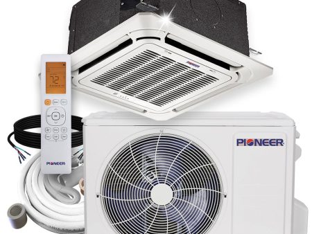 Pioneer® 12,000 BTU 22.7 SEER2 8-Way Compact Cassette Mini-Split Air Conditioner Heat Pump System Full Set 230V Fashion