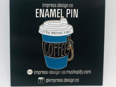 *** CLEARANCE *** Coffee - Letter Writing Fuel Enamel Pin For Cheap