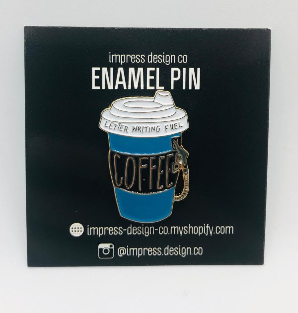 *** CLEARANCE *** Coffee - Letter Writing Fuel Enamel Pin For Cheap