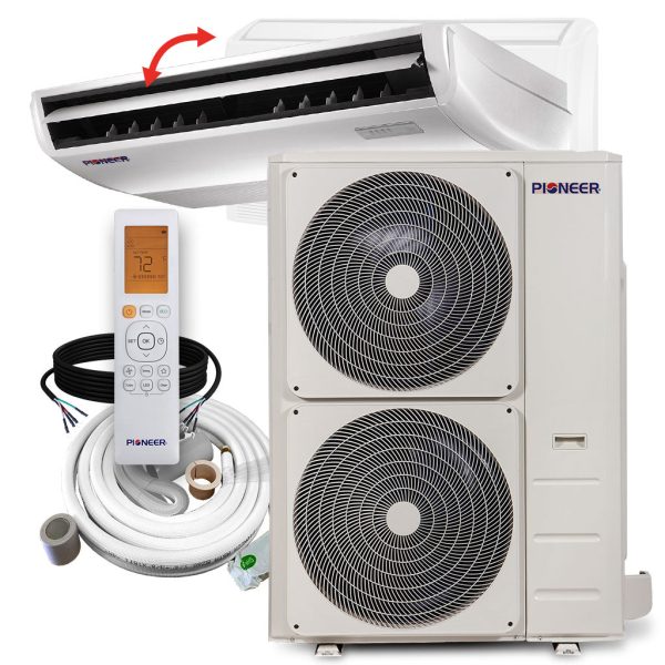 Pioneer® 48,000 BTU 18.9 SEER2 Floor Ceiling Mini-Split Inverter+ Air Conditioner Heat Pump System Full Set 230V Supply