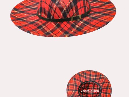 H3201-Plaid Print Fedora Hats Fashion