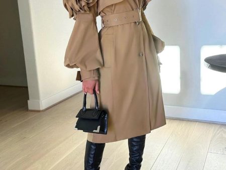 AJK6504P-Ruffle Shoulder Trench Coat Online