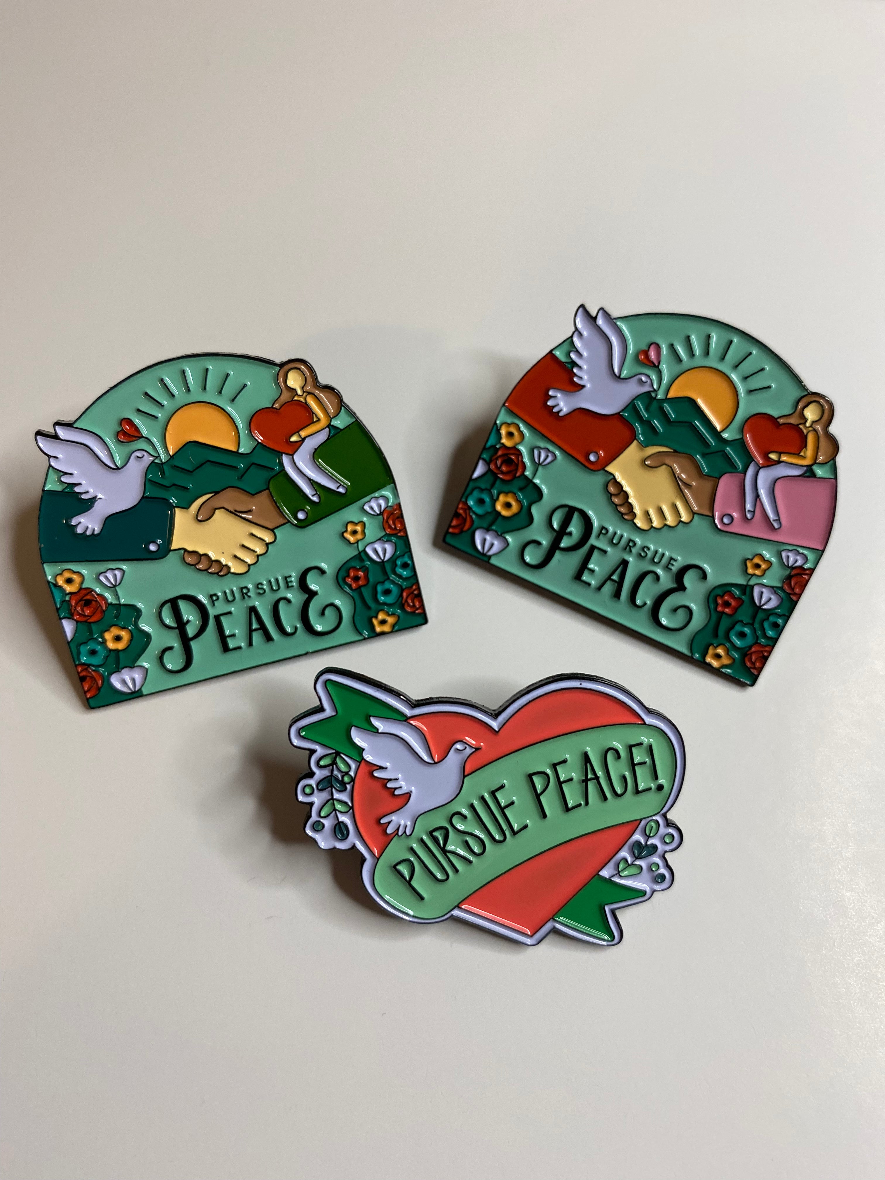 *** CLEARANCE ***Pursue Peace Enamel Pins For Cheap