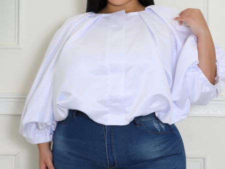 HT1553LXP- LONG SLEEVE FRONT CROP BUBBLE TOP (PLUS) Hot on Sale