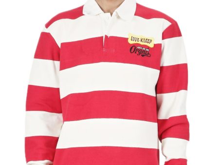 KLP-KG3320-Print & Patch LS Stripe Polo Shirt Online Hot Sale