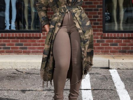 RJK30563P - TWILL CAMO COAT W BELT Fashion