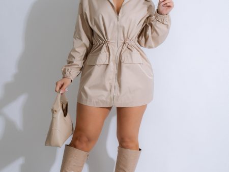 CAY1336P - DRAWSTRING WAIST TRACK JACKET DRESS Online