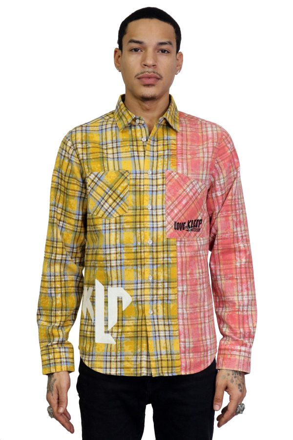 KLP-KW5100-2-Tone Embro & Print Flannel Shirt Online Sale