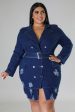 26488XP - DENIM LS W BELT MINI DRESS (PLUS) For Cheap