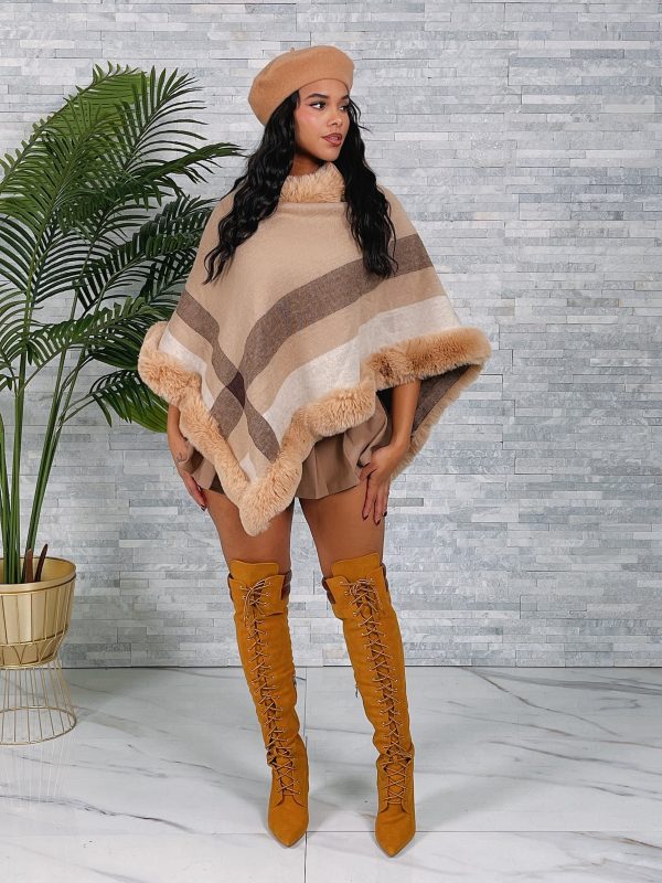 APC1020P - PLAID FUR PONCHO (ONE SIZE) Hot on Sale