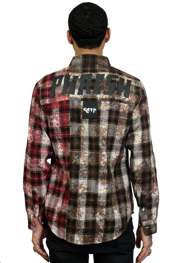 KLP-KW5100-2-Tone Embro & Print Flannel Shirt Online Sale