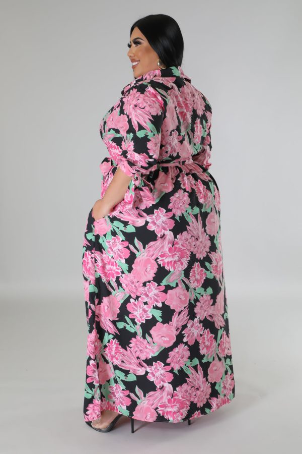 26726XP- PRINT HALF SLEEVE MAXI DRESS (PLUS) Online