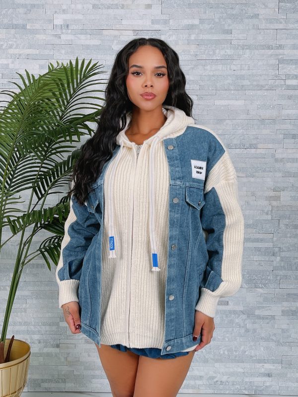 K103P - DENIM SWEATER JACKET For Discount