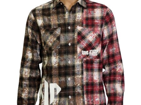 KLP-KW5100-2-Tone Embro & Print Flannel Shirt Online Sale