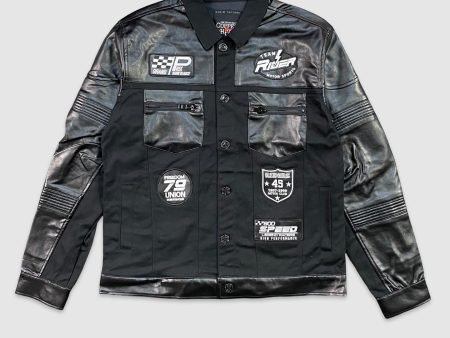 CPR-433595-Racing PU Trim Patch Jacket Online Hot Sale