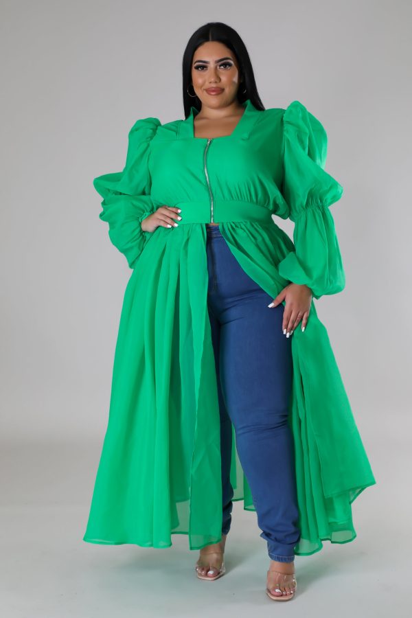 27038XP- MESH PUFF SLEEVE LONG TOP (PLUS) Hot on Sale