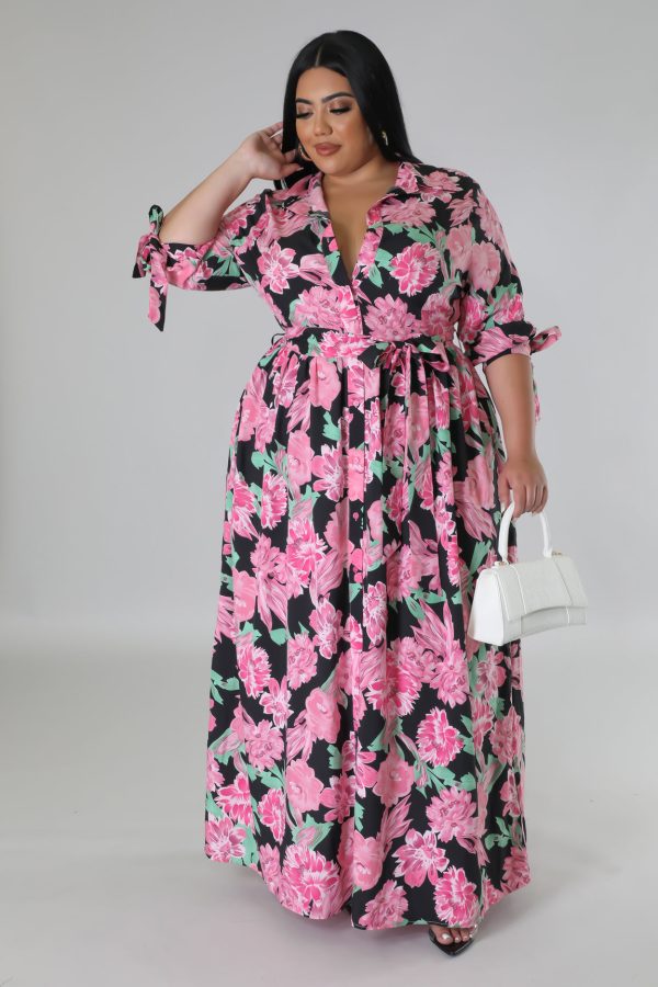 26726XP- PRINT HALF SLEEVE MAXI DRESS (PLUS) Online