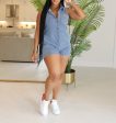 27365P-Denim Collar S L Button Romper Online Hot Sale