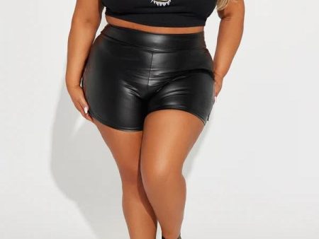 1958XP - PU LEATHER SHORTS (PLUS) Cheap