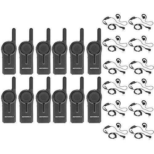 12 Pack of Motorola DLR1020 900MHz ISM Band 1 Watt 2 Channels License Free Digital Two-Way Radio and Earpiece For Sale