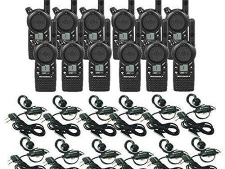 12 Pack of Motorola CLS1110 Walkie Talkie Radios with Headsets For Sale