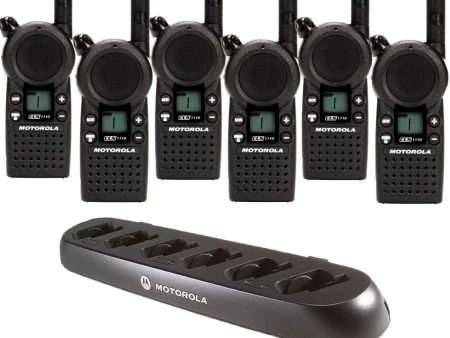 6 CLS1110 - UHF 1 Watt 1 Channel Radios & 1 56531 6 Radio Charger by Motorola Solutions - Intended for Business Use Black on Sale